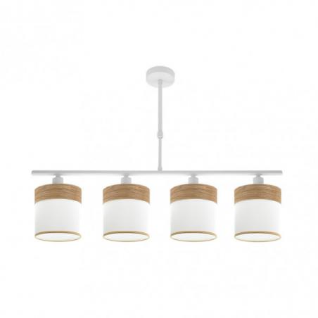 Lampara Cloe 4xe14 Blanca/blanca-madera Clara Regx75x14 cm