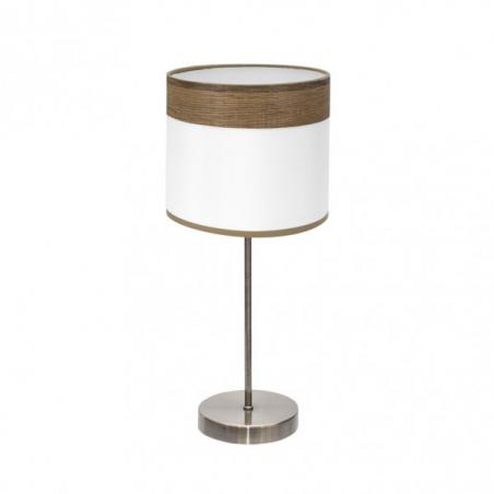 Sobremesa Cloe 1xe14 Cuero/blanca-madera Oscura 42x18x18 cm