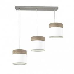 Regleta Cloe 3xe27 Niquel/blanca-madera Gris Regx60x16 cm