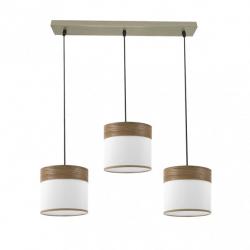 Regleta Cloe 3xe27 Cuero/blanca-madera Oscura Regx60x16 cm