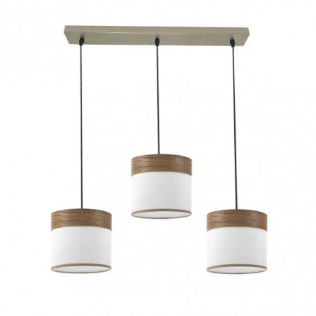 Regleta Cloe 3xe27 Cuero/blanca-madera Oscura Regx60x16 cm