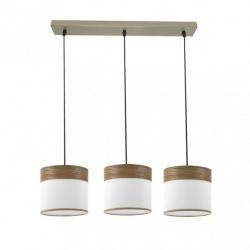 Regleta Cloe 3xe27 Cuero/blanca-madera Oscura Regx60x16 cm