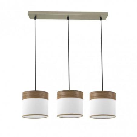 Regleta Cloe 3xe27 Cuero/blanca-madera Oscura Regx60x16 cm