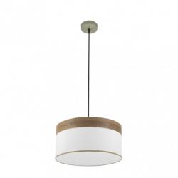 Colgante Cloe 1xe27 Cuero/blanca-madera Oscura Regx40x40 cm