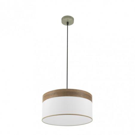 Colgante Cloe 1xe27 Cuero/blanca-madera Oscura Regx40x40 cm