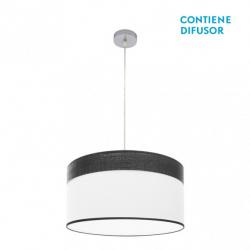 Colgante Cloe 2xe27 Cromo/blanca-madera Negra Regx50x50 cm