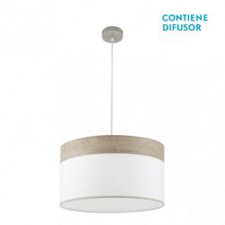 Colgante Cloe 2xe27 Niquel/blanca-madera Gris Regx50x50 cm
