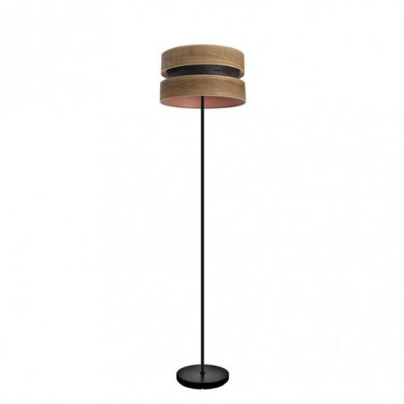 Pie Salon Colet 1xe27 Negro/madera Oscura 160x40x40 Cm