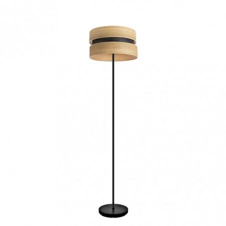 Pie Salon Colet 1xe27 Negro/madera Clara 160x40x40 Cm