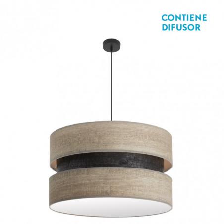 Colgante Colet 3xe27 Negro/madera Gris Regx60x60 Cm