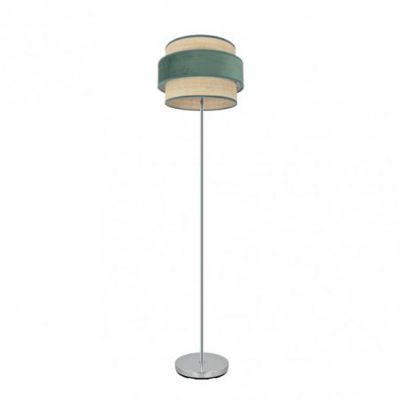 Pie De Salon Reyes 1xe27 Cromo/natural-verde 160x40x40 cm