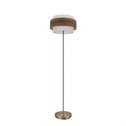Pie Salon Myriam 1xe27 Cuero/Madera Oscura