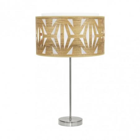 Sobremesa Alto Katerina 1xe27 Niquel/madera Clara 61x30x30 Cm