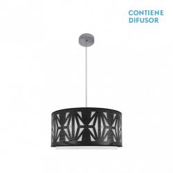 Colgante Katerina 2xe27 Cromo/Madera Negra Regx50x50 cm