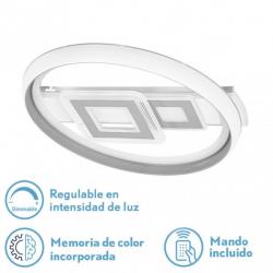 Plafon 80w Sucre 3000-4000-6500k  Blanco/gris 7x51x51 Cm Reg.Intensidad, Control Remoto Y Memoria