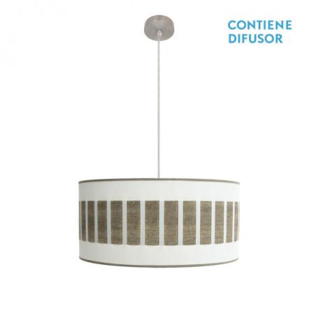 Colgante Ivanna 2xe27 Niquel/blanco-madera Gris Regx50x50 Cm