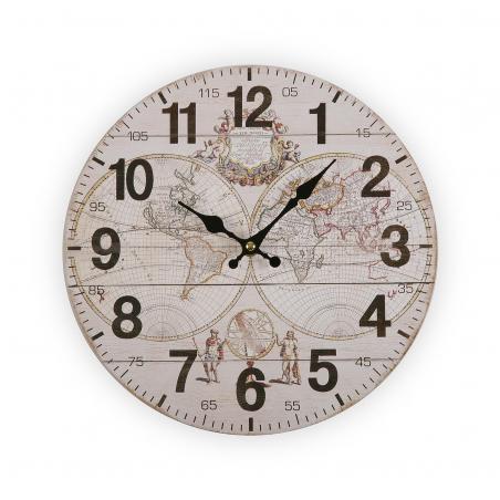 RELOJ MADERA WORLD 28CM