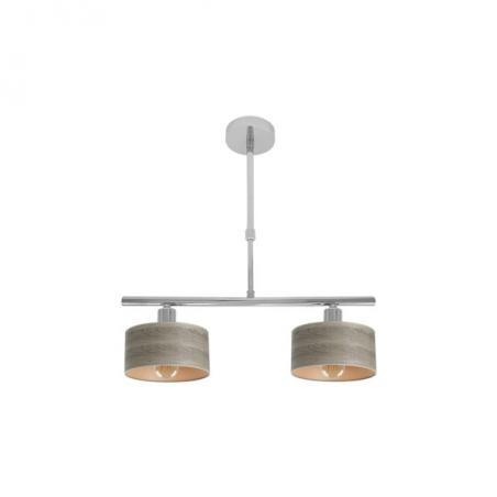 Lampara Gilda 2xe14 Cromo/madera Gris Regx43x14 Cm