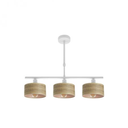 Lampara Gilda 3xe14 Blanco/madera Clara Regx55x14 Cm