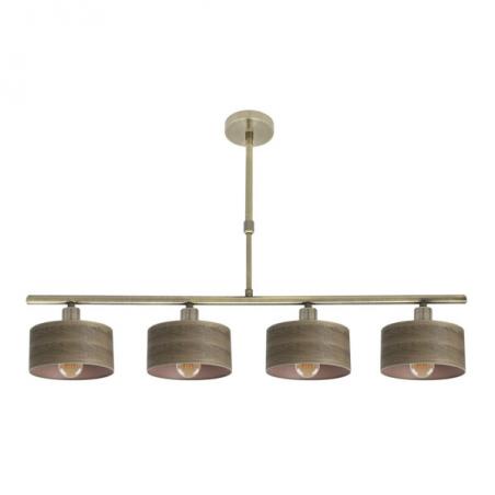 Lampara Gilda 4xe14 Cuero/madera Oscura Regx76x14 Cm
