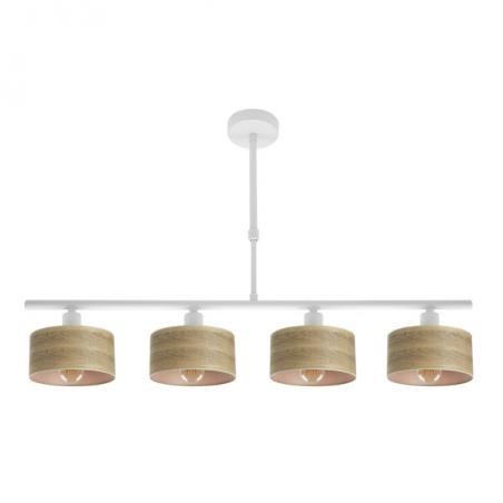 Lampara Gilda 4xe14 Blanco/madera Clara Regx76x14 Cm