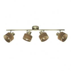 Regleta Nando 4xe14 Cuero/mad.oscura  Focos Orientables 16x73x10 Cm