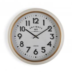 RELOJ PARED METAL BLANCO DORA