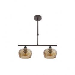 Lampara Estela 2xe14 Marron Regx41x13 Cm C/tulipas  Cristal Tallado Ambar