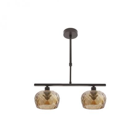 Lampara Estela 2xe14 Marron Regx41x13 Cm C/tulipas  Cristal Tallado Ambar