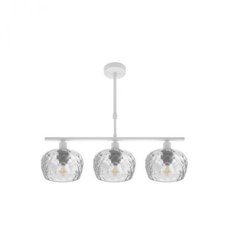 Lampara Estela 3xe14 Blanca Regx55x13 Cm C/tulipas Cristal Tallado Transparente