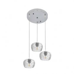Plafon Estela 3xe27 Cromo Regx36x36 Cm C/tulipas Cristal Tallado Transparente