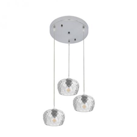 Plafon Estela 3xe27 Cromo Regx36x36 Cm C/tulipas Cristal Tallado Transparente