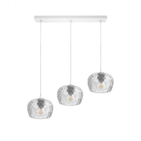 Regleta Estela 3xe27 Blanca Regx65x13 Cm C/tulipas Cristal Tallado Transparente