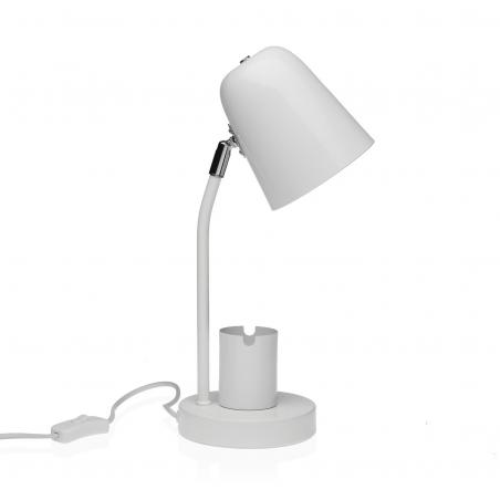 LAMPARA DE MESA METAL BLANCA