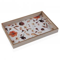 BANDEJA MADERA FLORES 45X30