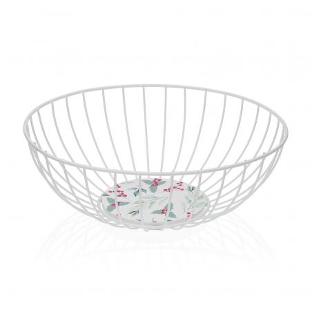 CESTA METALICA BLANCA ACEBO