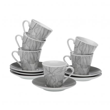 SET 6 TAZAS CAFE C/P PALM GREY