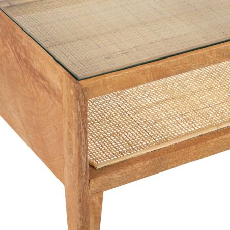 MESA CENTRO NATURAL MADERA-RATÁN SALÓN 120 X 60 X 40 CM