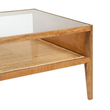 MESA CENTRO NATURAL MADERA-RATÁN SALÓN 120 X 60 X 40 CM