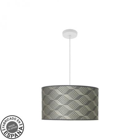 Colgante Moda 2xe27 Blanco/tetris Gris Regx40x40cm C/difusor
