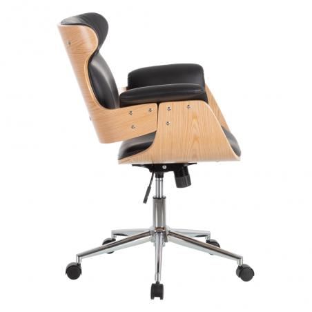 SILLÓN RUEDAS NATURAL-NEGRO SIMIL PIEL 68 X 62 X 85 CM