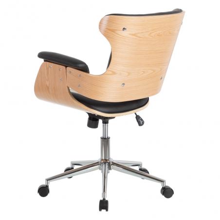 SILLÓN RUEDAS NATURAL-NEGRO SIMIL PIEL 68 X 62 X 85 CM