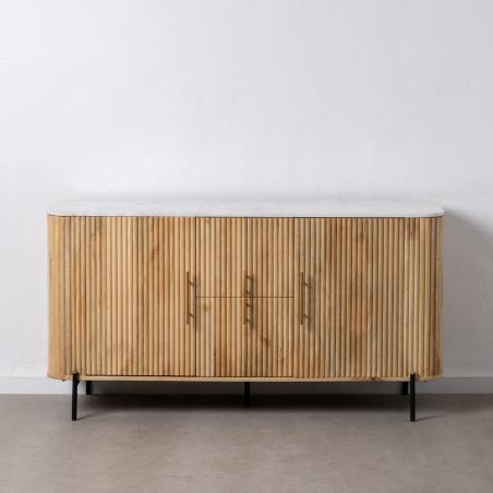 APARADOR NATURAL-BLANCO MÁRMOL/MADERA 150 X 50 X 75 CM