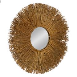 ESPEJO FIBRA NATURAL DECORACIÓN 80 X 5 X 80 CM