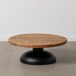 MESA CENTRO NATURAL-NEGRO MADERA-HIERRO 90 X 90 X 35 CM