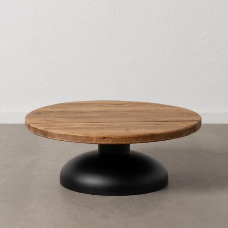 MESA CENTRO NATURAL-NEGRO MADERA-HIERRO 90 X 90 X 35 CM