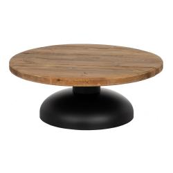 MESA CENTRO NATURAL-NEGRO MADERA-HIERRO 90 X 90 X 35 CM