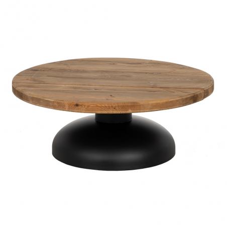 MESA CENTRO NATURAL-NEGRO MADERA-HIERRO 90 X 90 X 35 CM