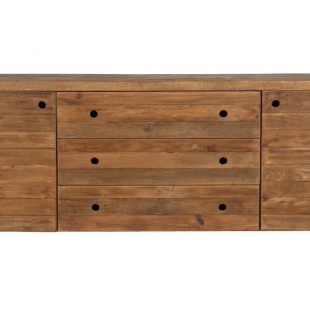 MUEBLE NATURAL-NEGRO MADERA-HIERRO SALÓN 180 X 40 X 190 CM