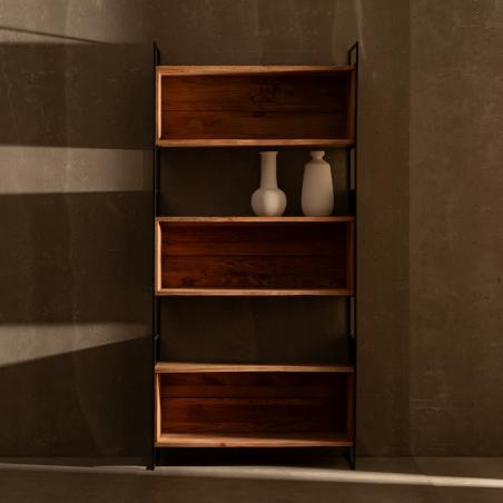ESTANTERÍA NATURAL MADERA-HIERRO SALÓN 91 X 35 X 190 CM